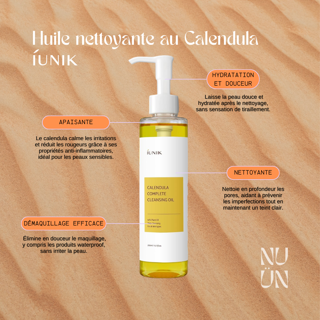Huile nettoyante au Calendula 200ml - IUNIK